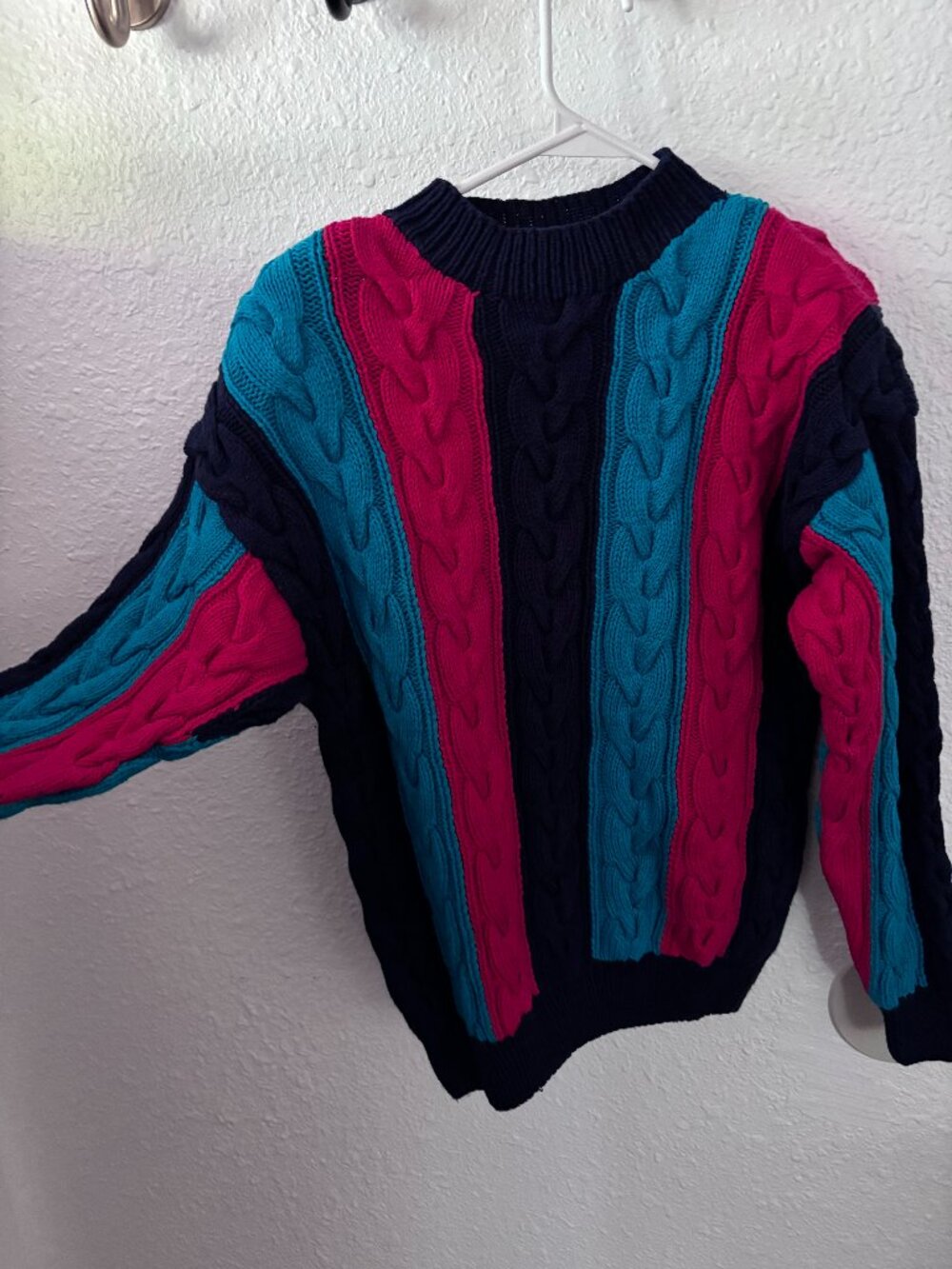 Izod Club Women's Hand Knit Colorful Fisherman Sweater S 90s Outdoor Preppy
